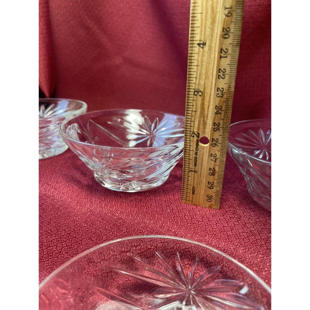6 Vtg Prescut Clear Custard Cups Sherbet Bowls Oatmeal Anchor Hocking 1950s